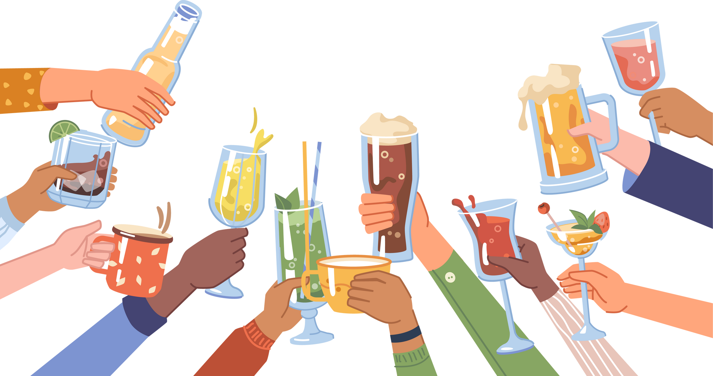 Cheers Hands Holding Drinks and Beverages